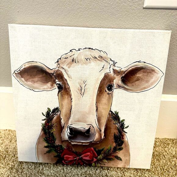 CANCAS WALL PICTURE COW - Picture 1 of 2